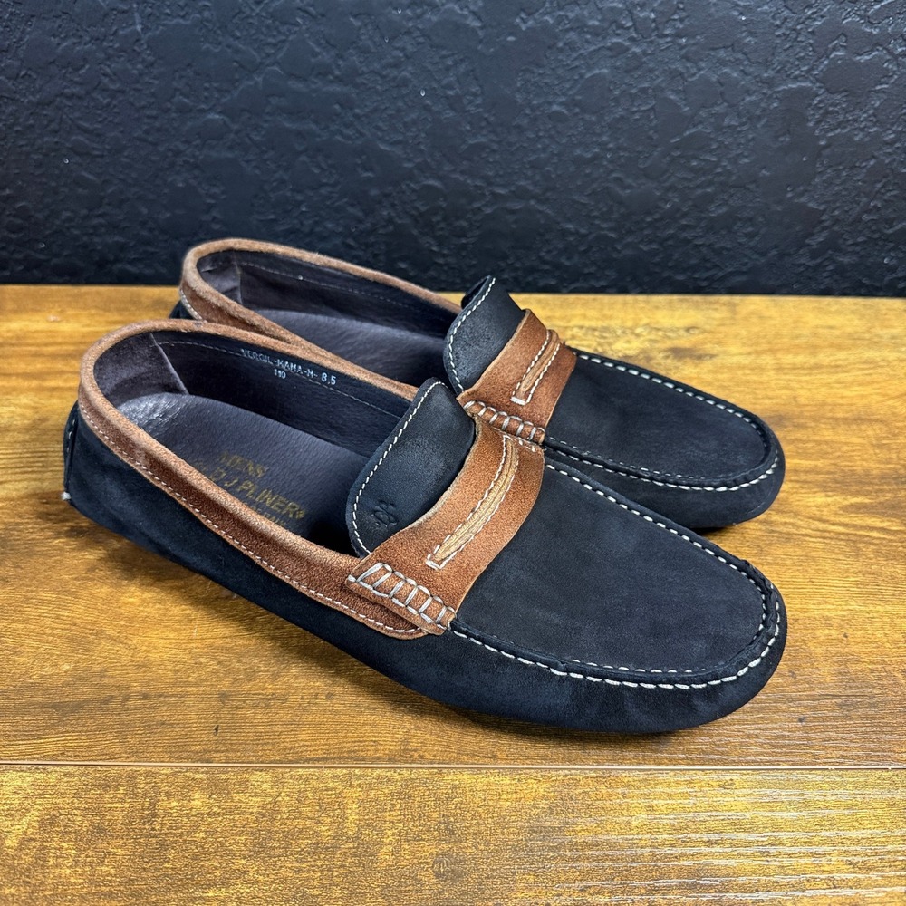 Donald J Pliner Vergil-Mama-M Navy Brown Suede Loafers Mens 8.5